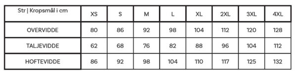 Størrelsesskema Mariadenmark Signe kjole
